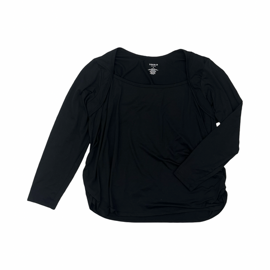 Athletic Top Ls Collar By Torrid In Black, Size:4X