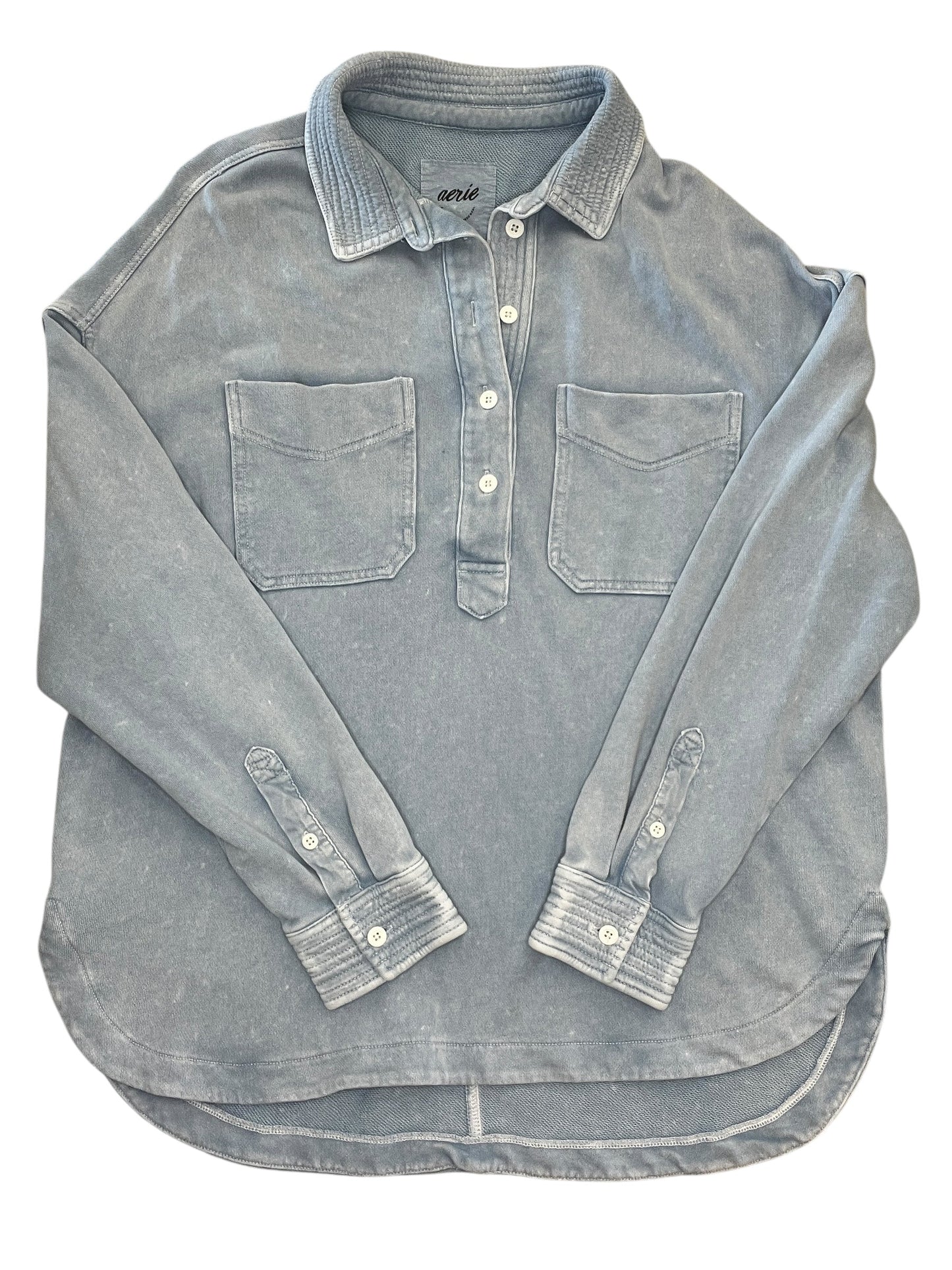 Jacket Shirt By Aerie In Blue, Size:M