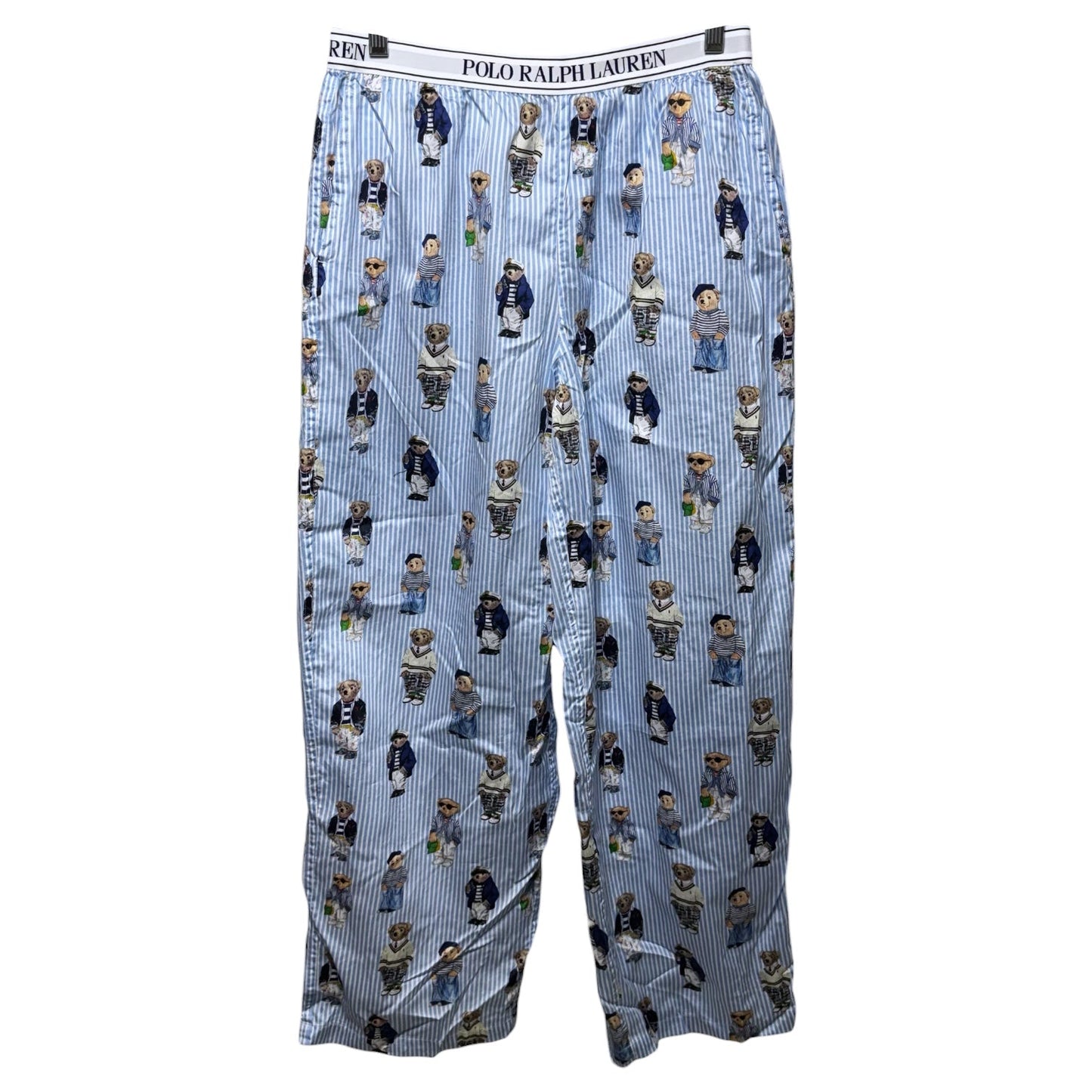 Polo Bear Cotton Sateen Pajama Set By Polo Ralph Lauren In Striped Pattern, Size: M ESTIMATED