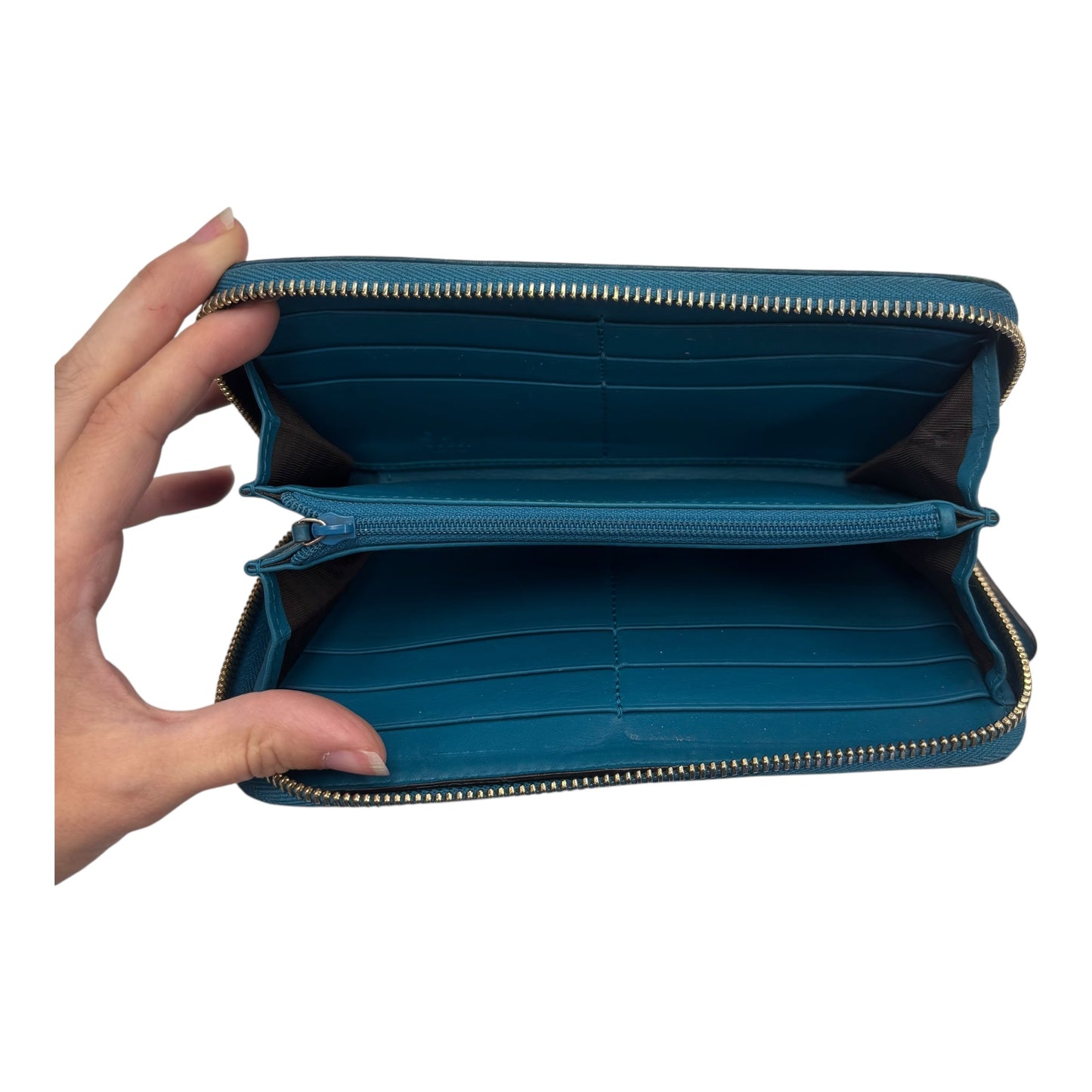 Wallet Luxury Designer By Gucci In Teal, Size:Medium
