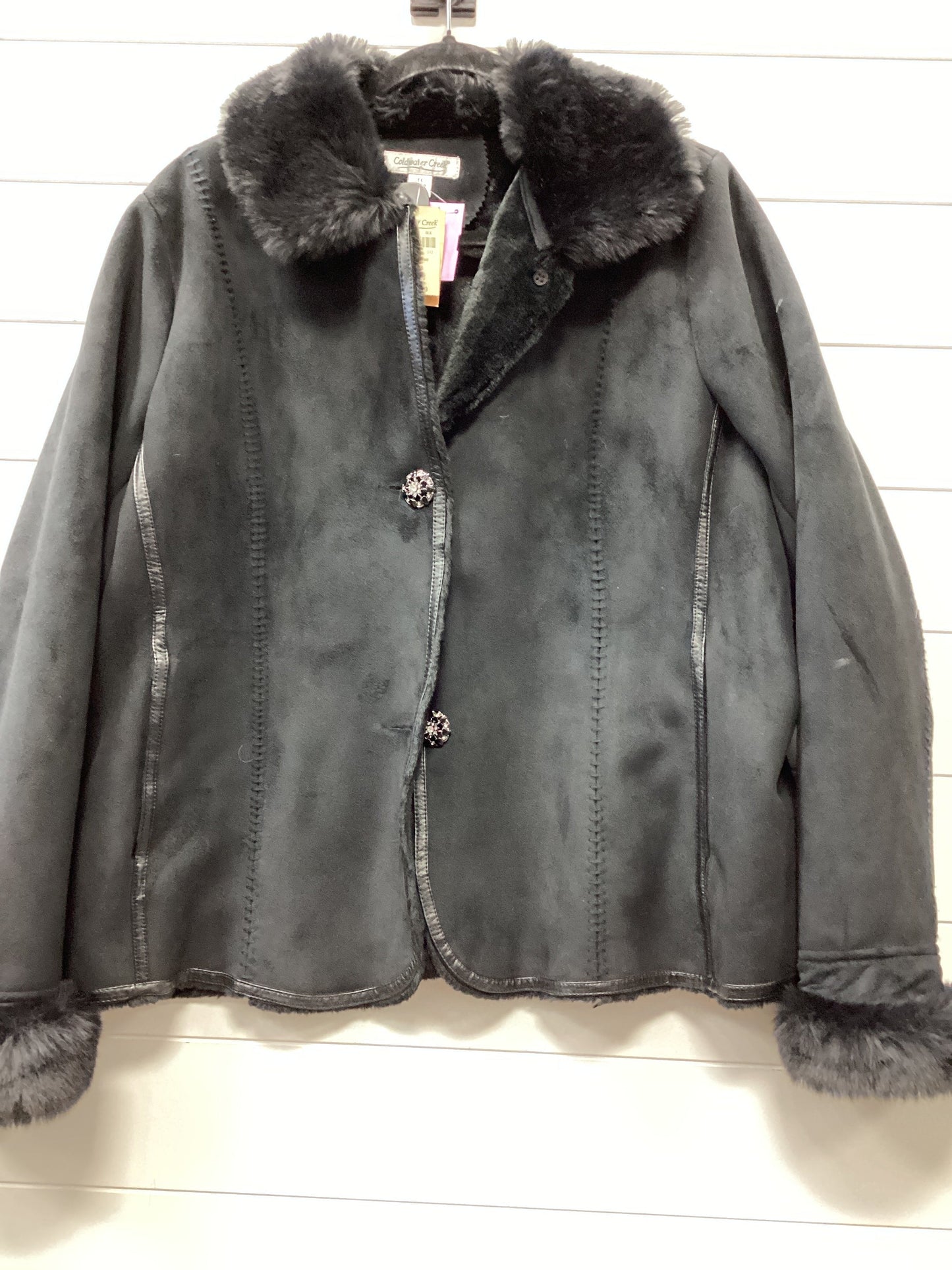 Coat Faux Fur & Sherpa By Coldwater Creek In Black, Size:1X