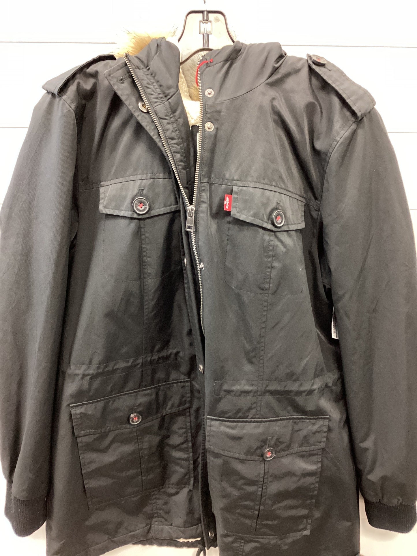 Coat Puffer & Quilted By Levis In Black, Size:Xl