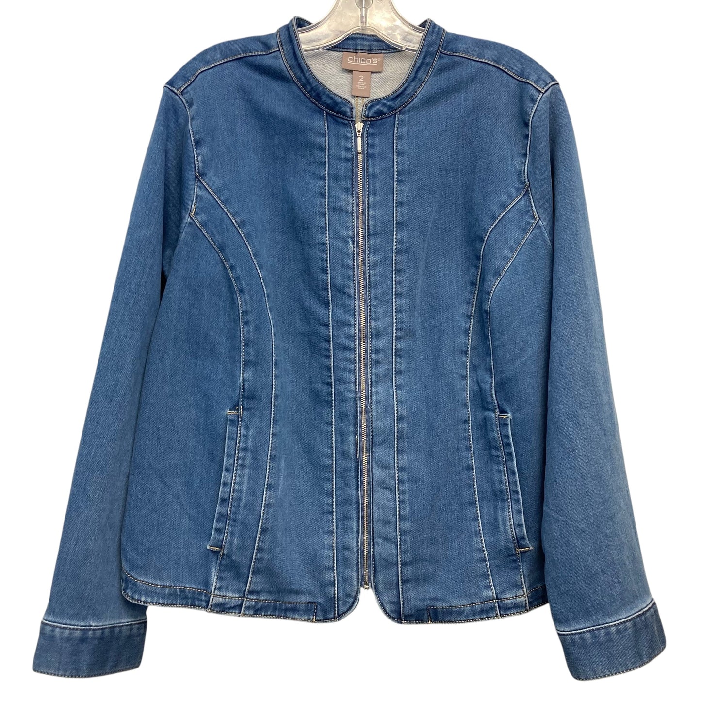 Jacket Denim By Chicos In Blue Denim, Size:L