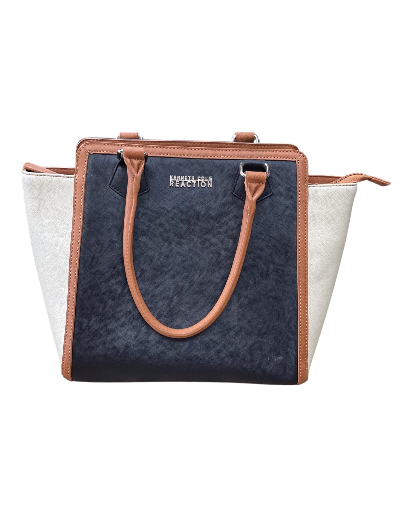 Handbag By Kenneth Cole Reaction In Black & Tan, Size:Large