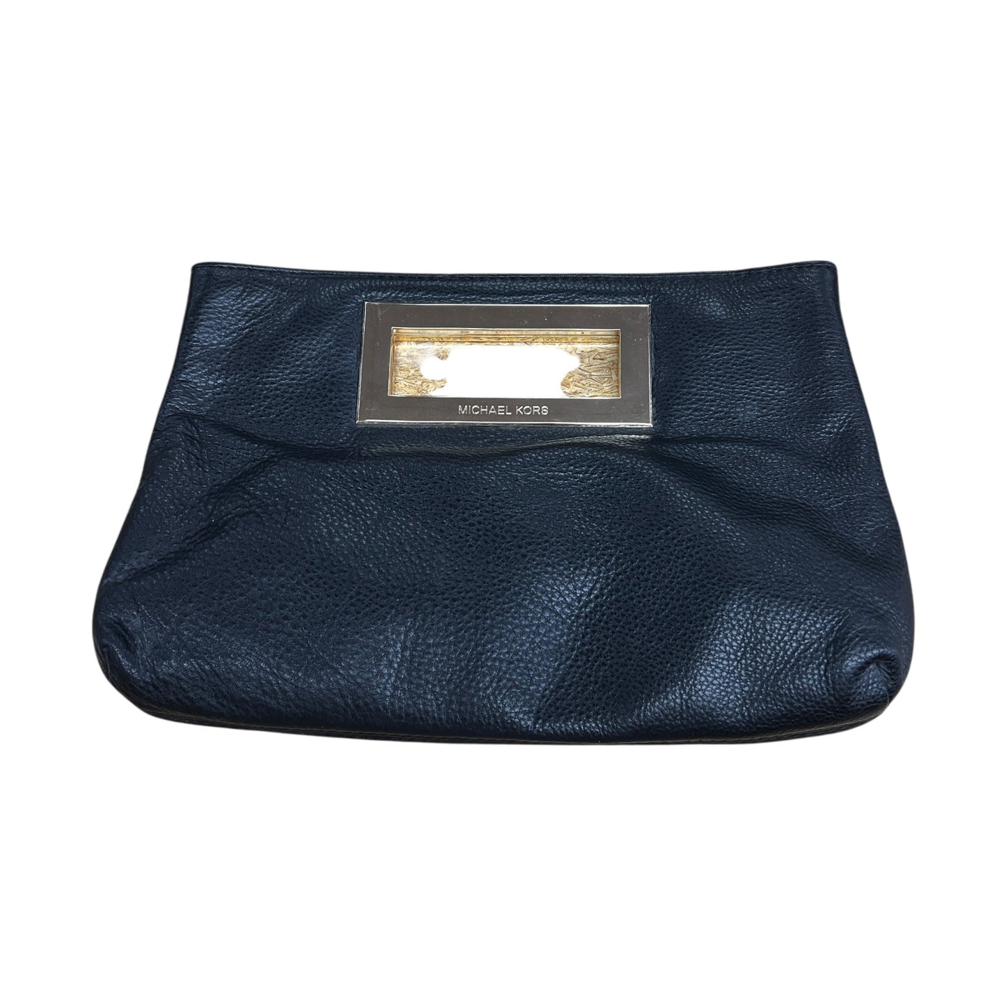 Clutch Designer By Michael Kors In Black & Gold, Size:Medium