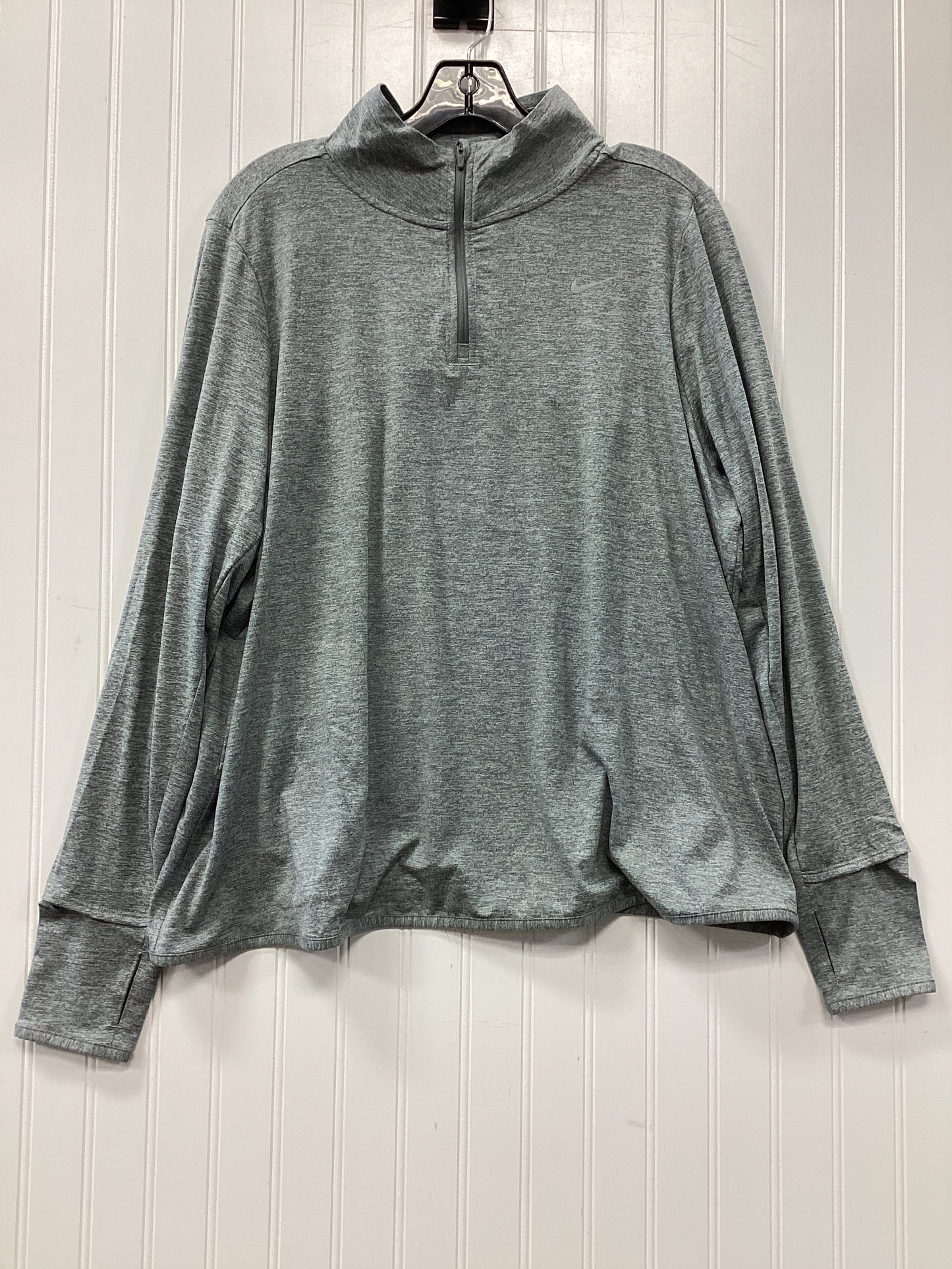 Athletic Top Ls Collar By Nike In Grey, Size:2X
