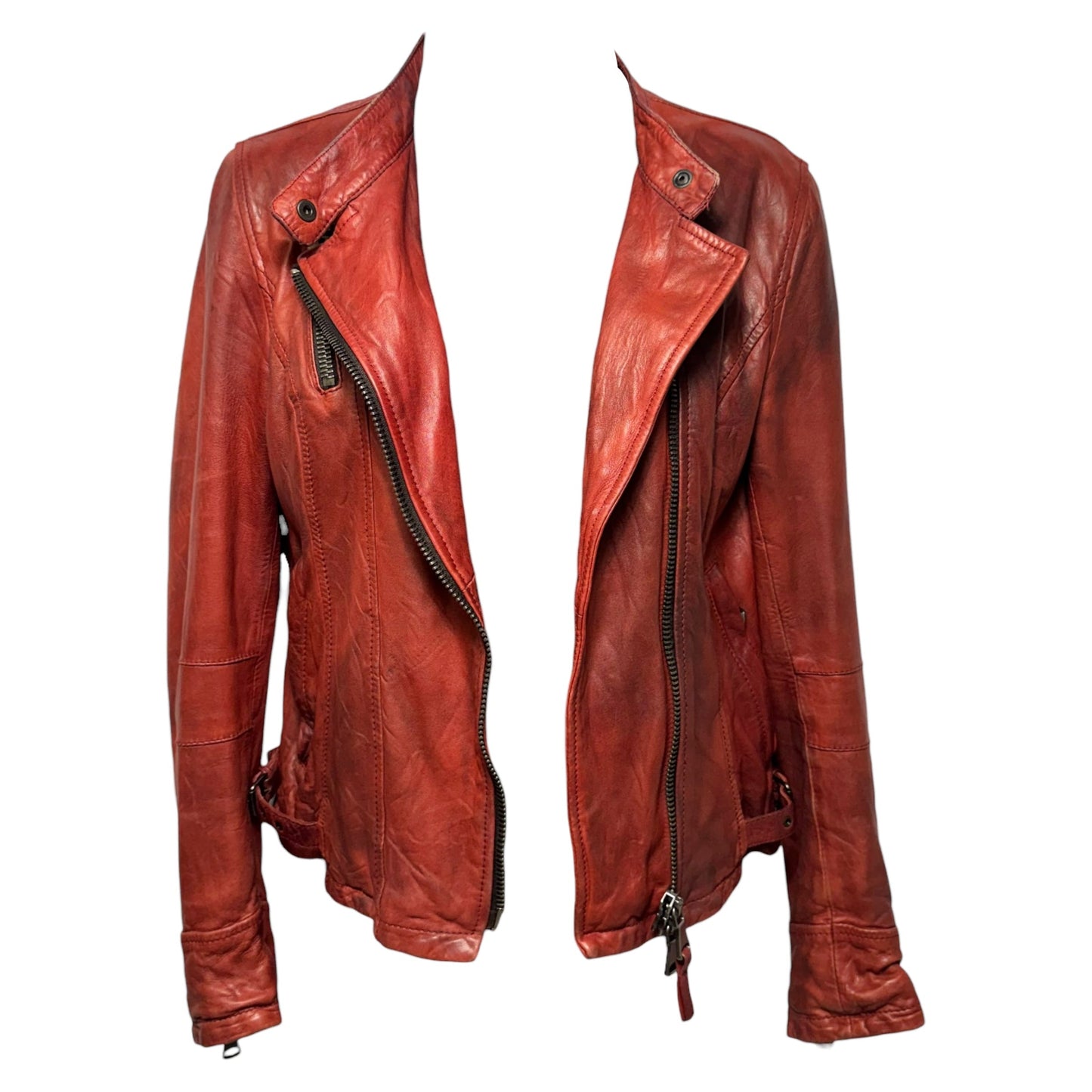 Jacket Moto Leather By Empresa In Red, Size: S (IT 40)
