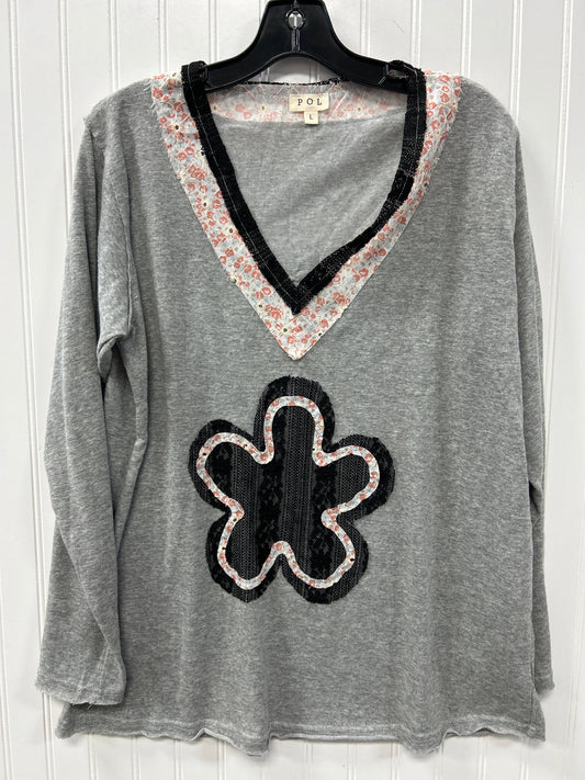 Top Ls By Pol In Grey, Size:L