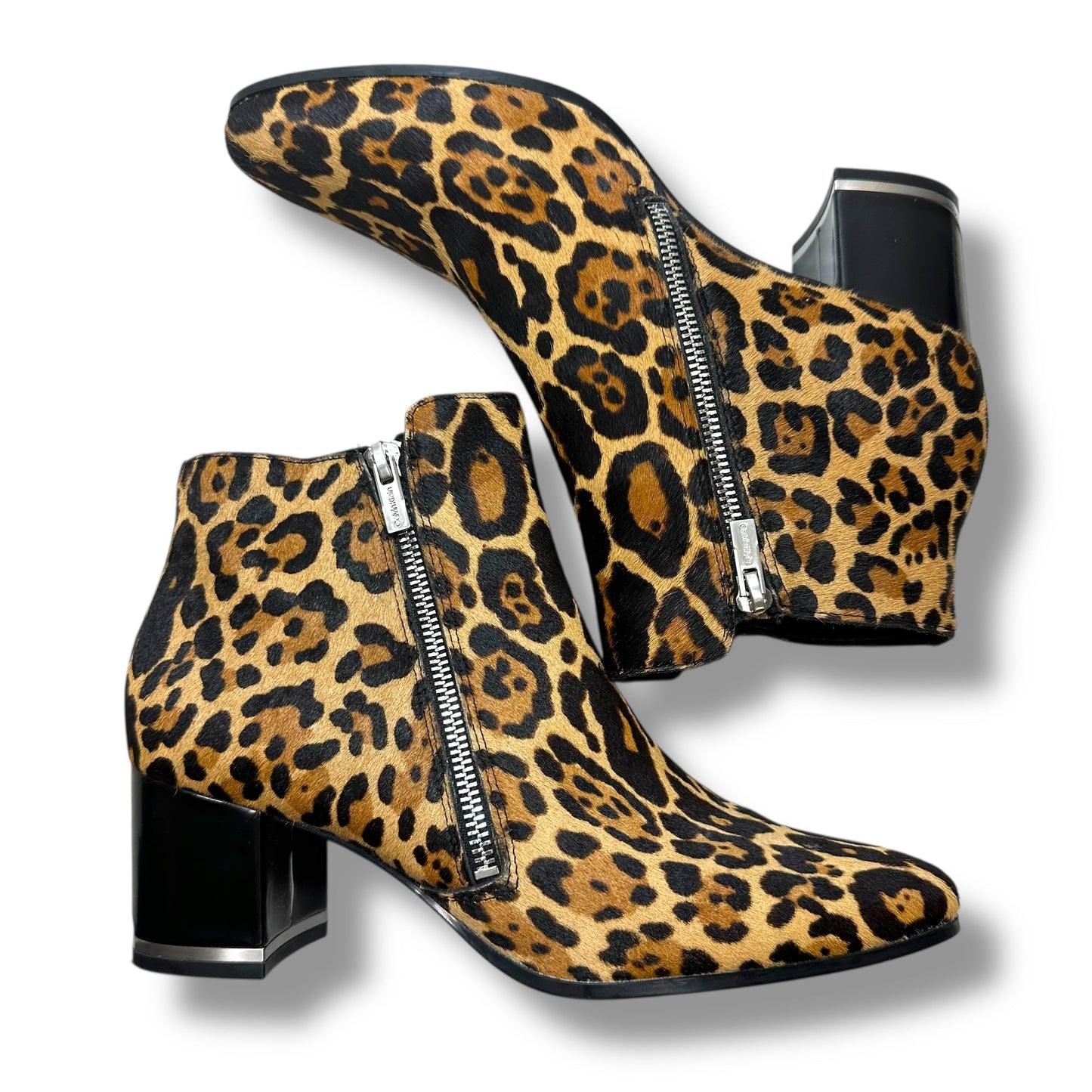 Boots Ankle Heels By Calvin Klein In Animal Print, Size: 9.5
