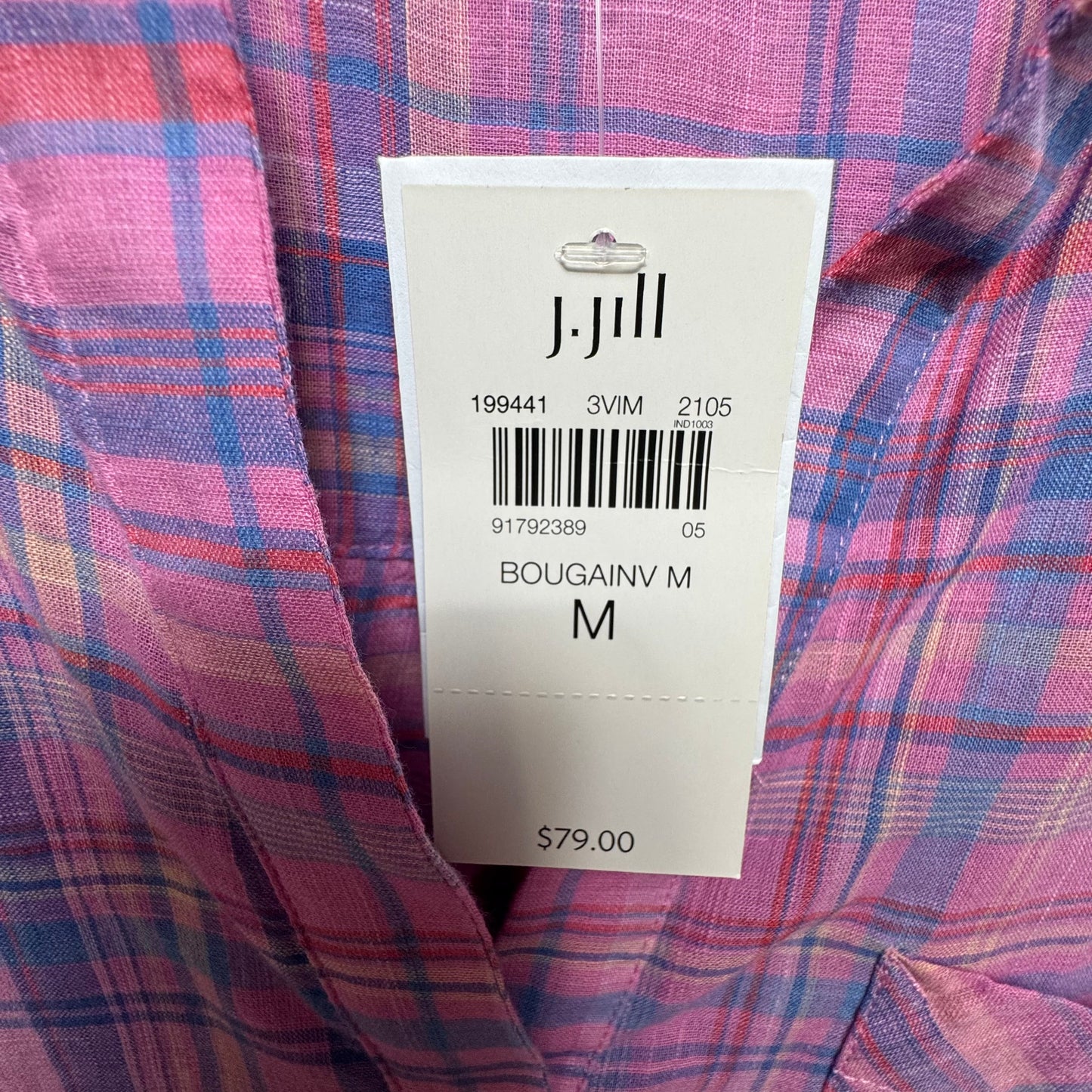 Top Long Sleeve By J. Jill In Plaid Pattern, Size: M