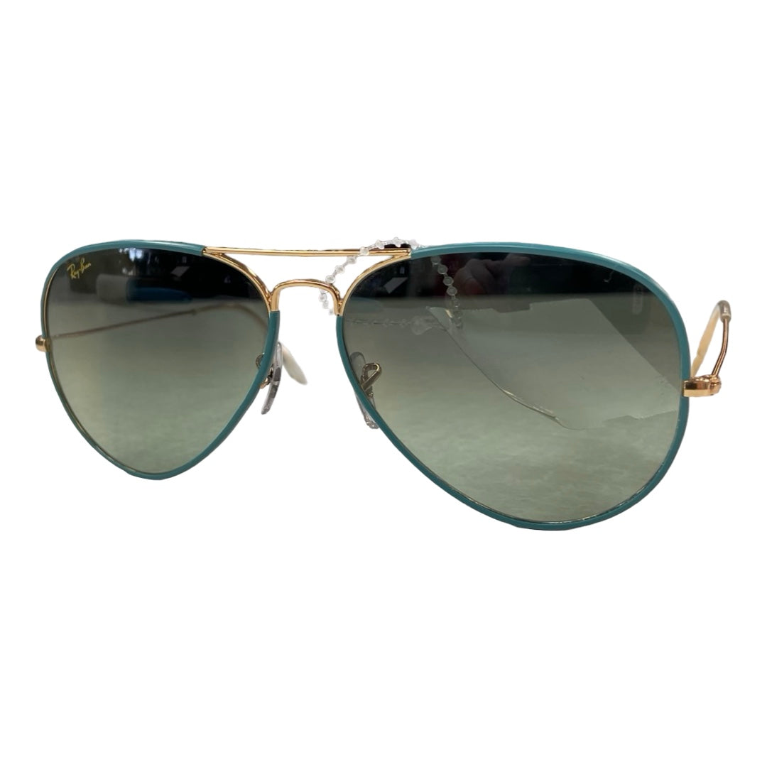 Sunglasses Designer By Ray Ban In Blue & Gold