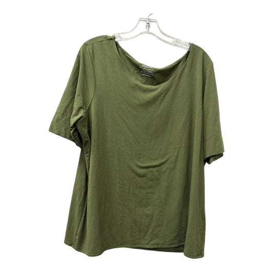Top 3/4 Sleeve Basic By Chicos In Green, Size:1X