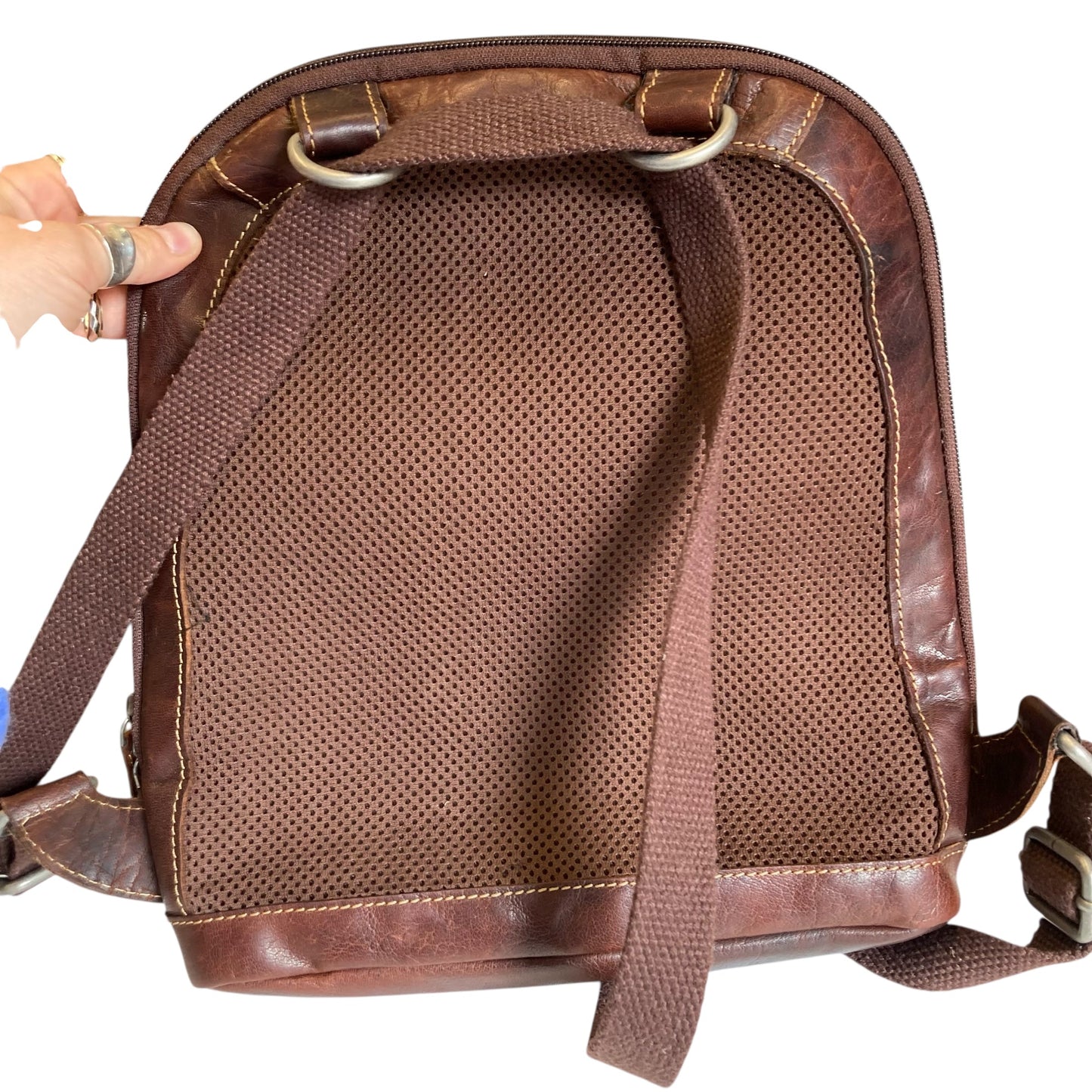 Backpack Leather Jack Georges In Brown, Size:Small
