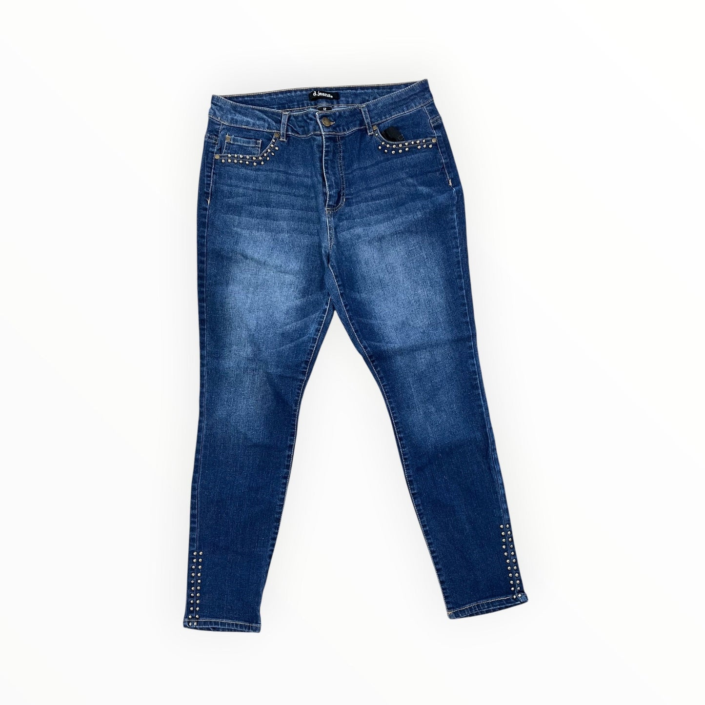 Jeans Skinny By D Jeans In Blue Denim, Size:12