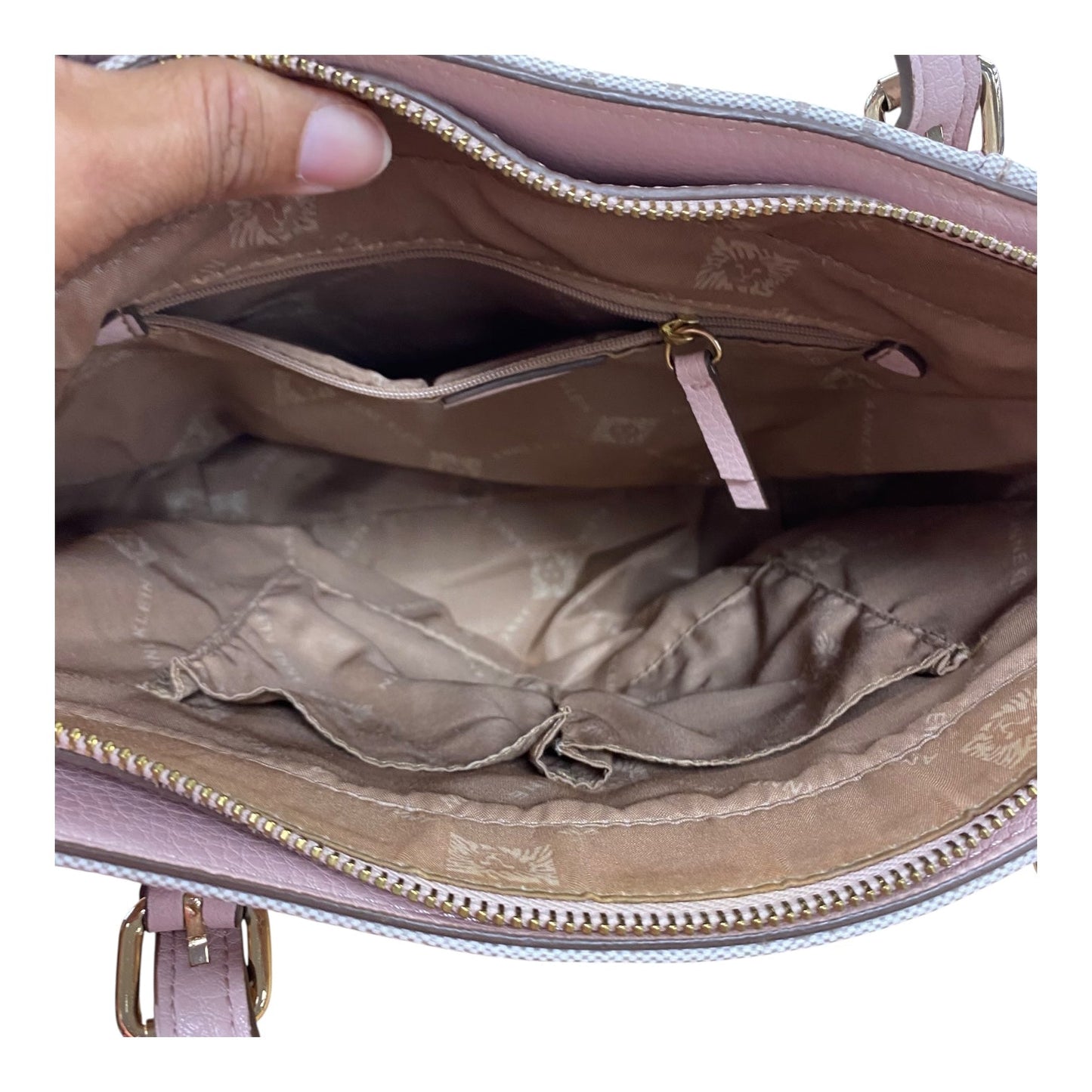 Handbag By Anne Klein In Pink & Tan, Size:Medium