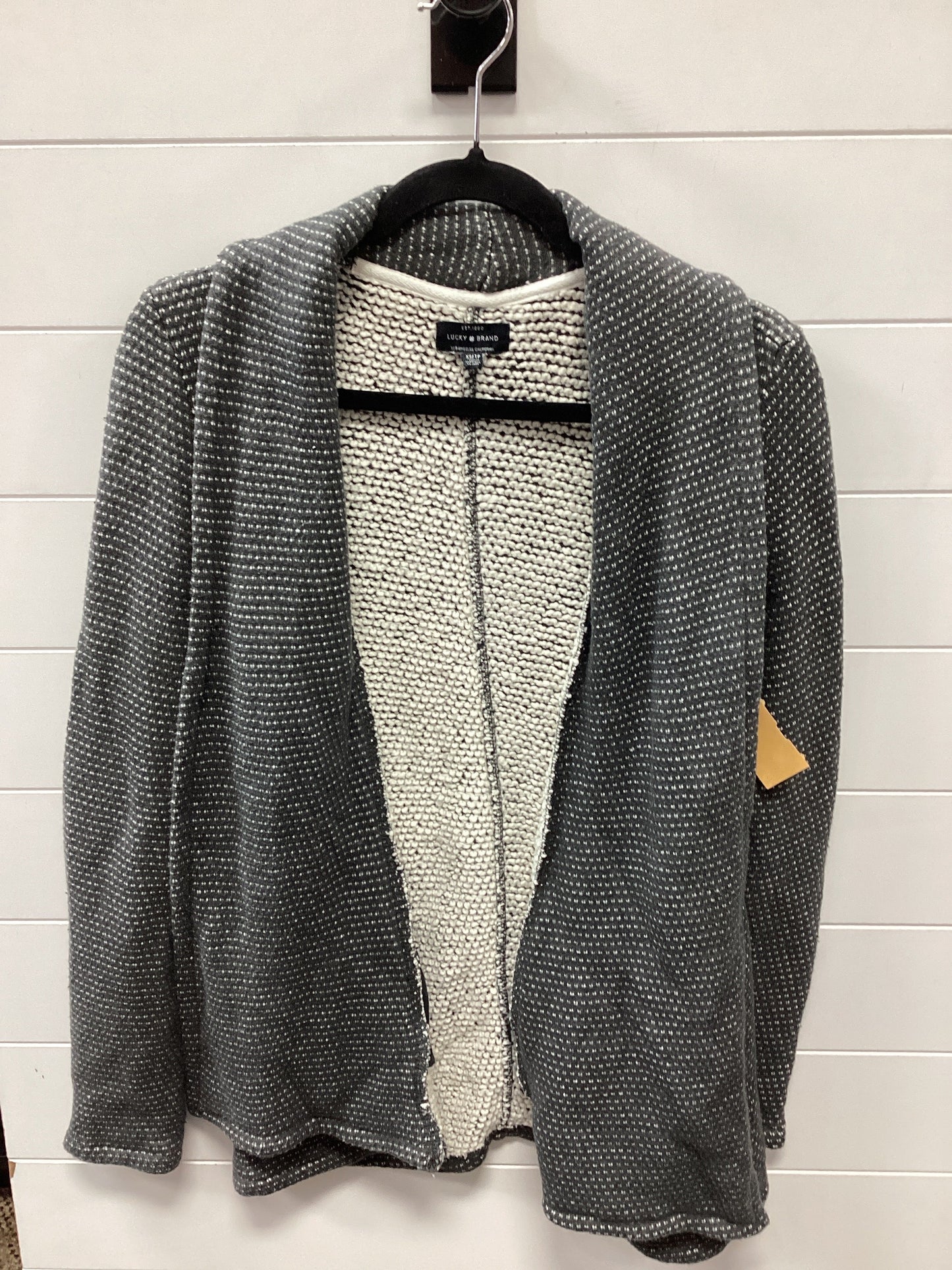 Sweater Cardigan By Lucky Brand In Grey & White, Size:Xs