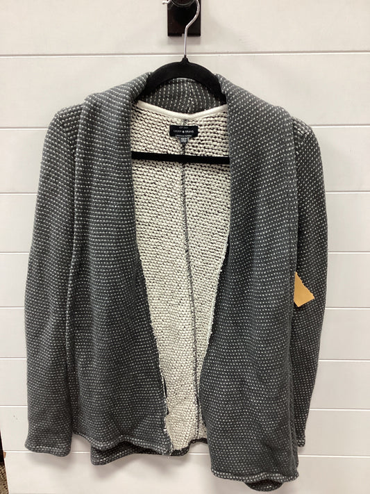 Sweater Cardigan By Lucky Brand In Grey & White, Size:Xs