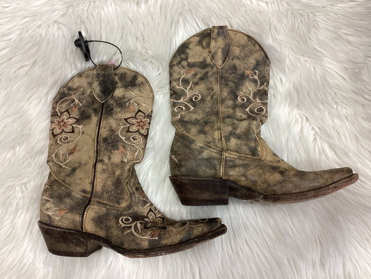 Boots Mid-Calf Flats By Clothes Mentor In Brown, Size:8.5