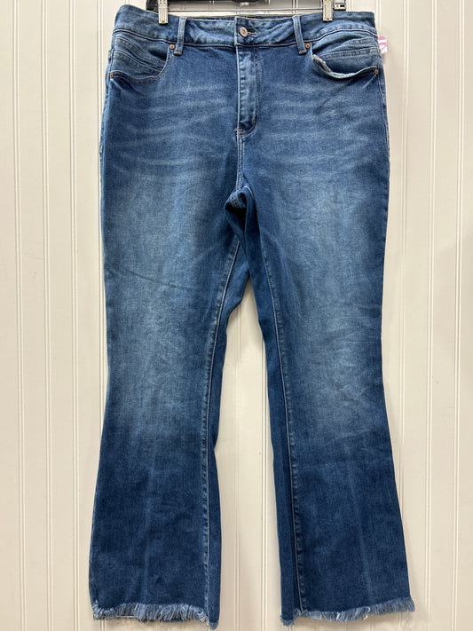 Jeans Flared By Kancan In Blue Denim, Size:18