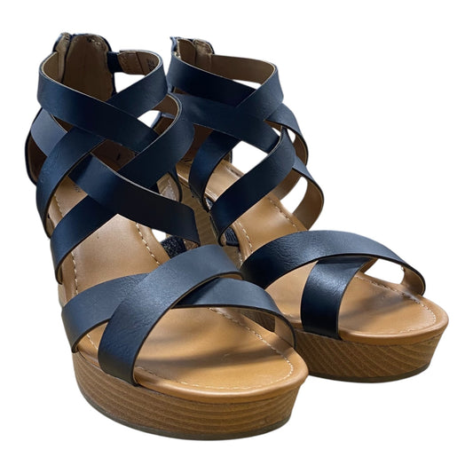 Sandals Heels Wedge By Ana In Black, Size:9.5