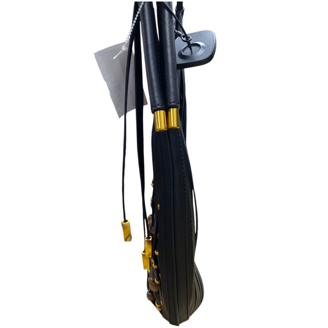 Handbag Leather By Donna Karan In Black, Size:Medium