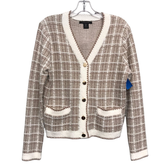 Cardigan By Tahari In Brown & Cream, Size:M