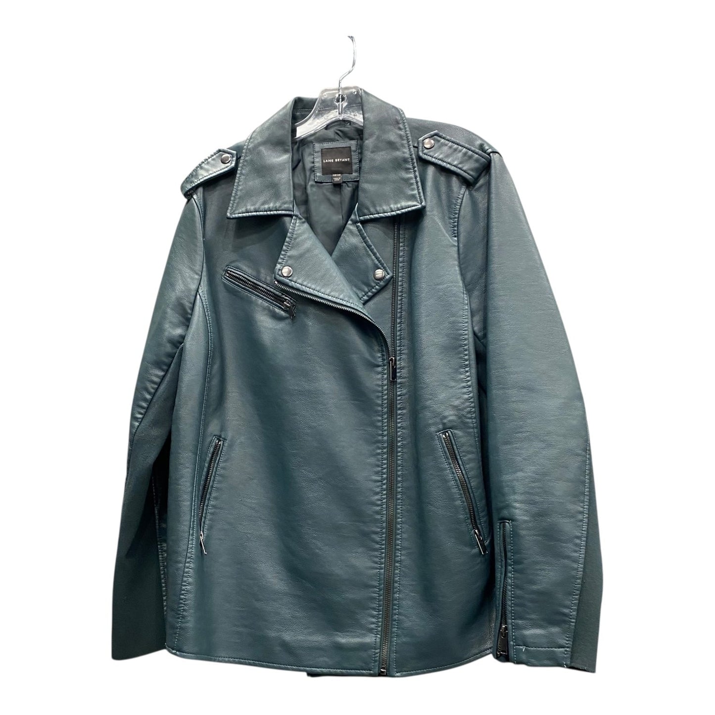 Jacket Moto By Lane Bryant In Green, Size:1X