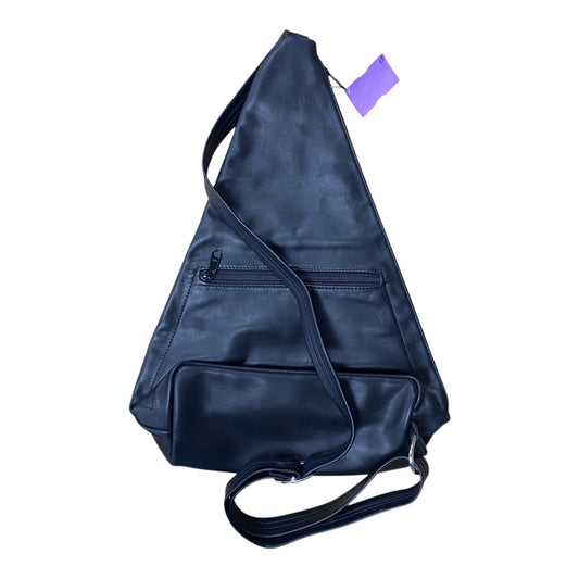 Crossbody By KT Leather design In Black, Size:Large