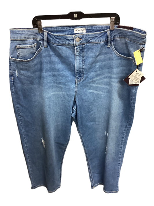 Jeans Straight By Ava & Viv In Blue Denim, Size:24