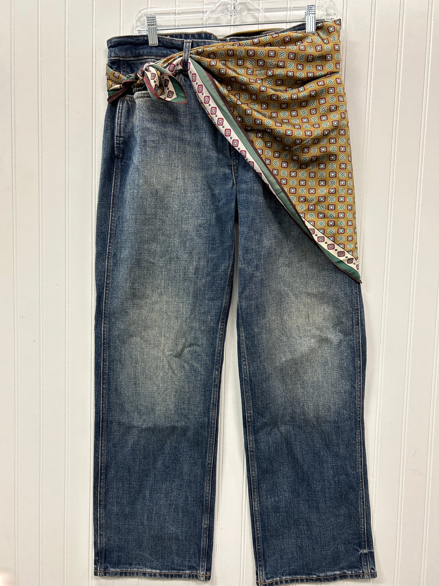 Jeans Straight By Zara In Blue Denim, Size:6