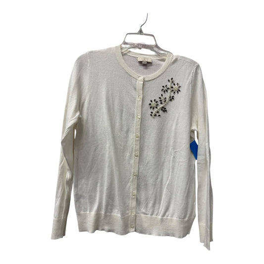 Sweater Cardigan By Loft In White, Size:L