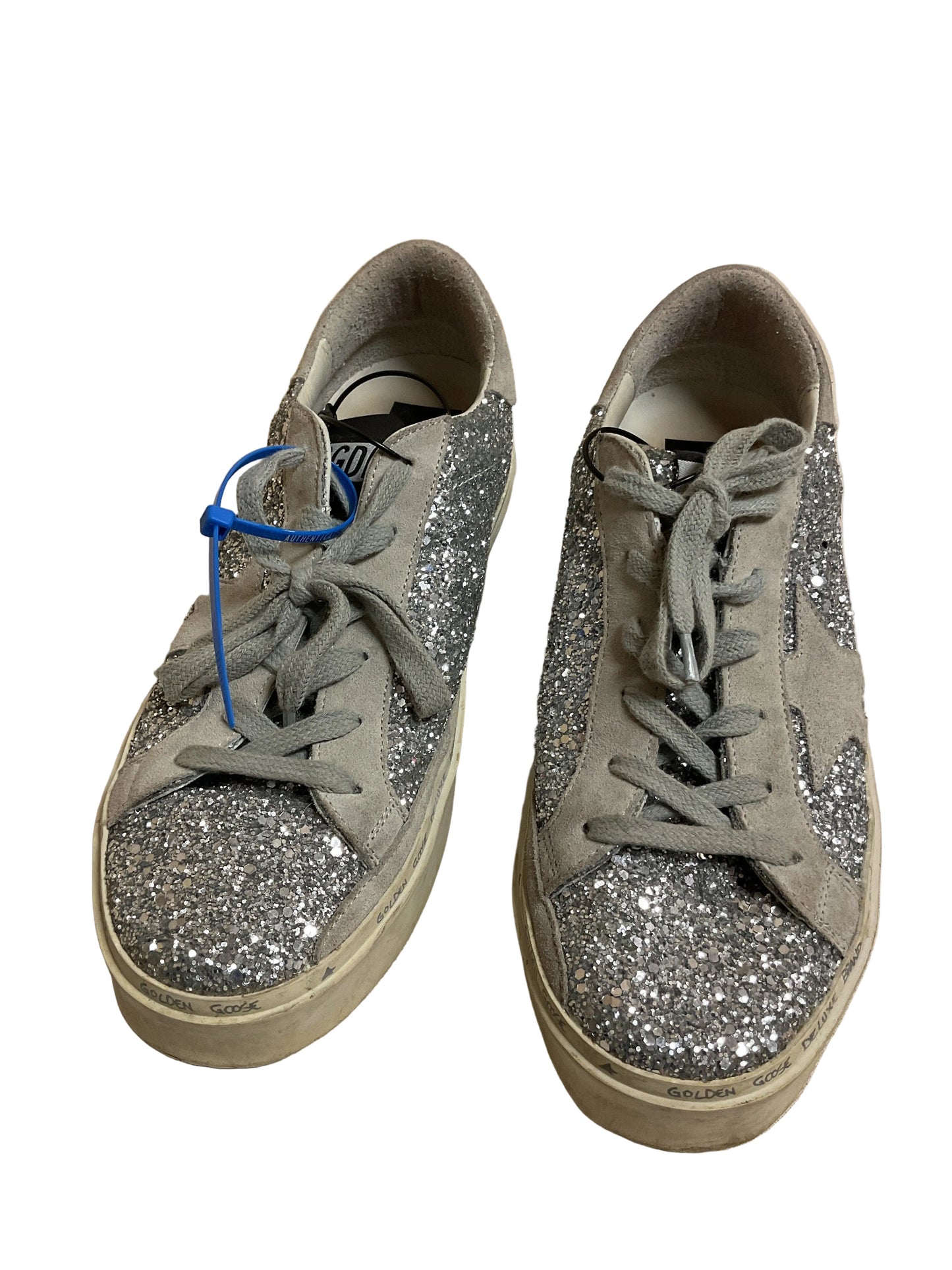 Shoes Luxury Designer By Golden Goose In Silver, Size:8.5