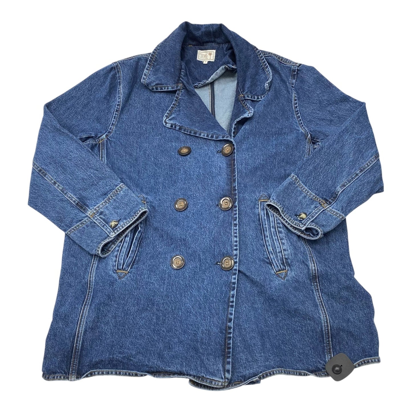 Coat Peacoat By Cmb In Blue Denim, Size:S