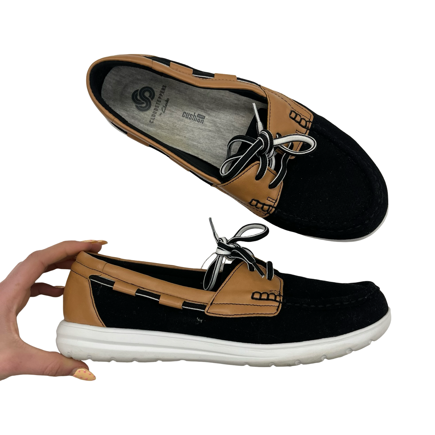 Shoes Flats By Clarks In Black & Brown, Size:8.5