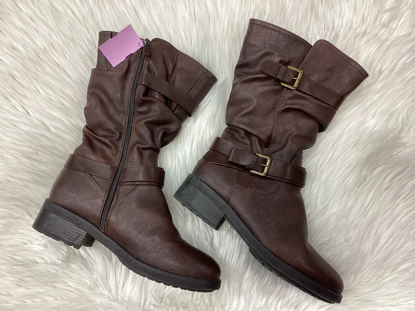 Boots Ankle Flats By Dream Pairs In Brown, Size:11