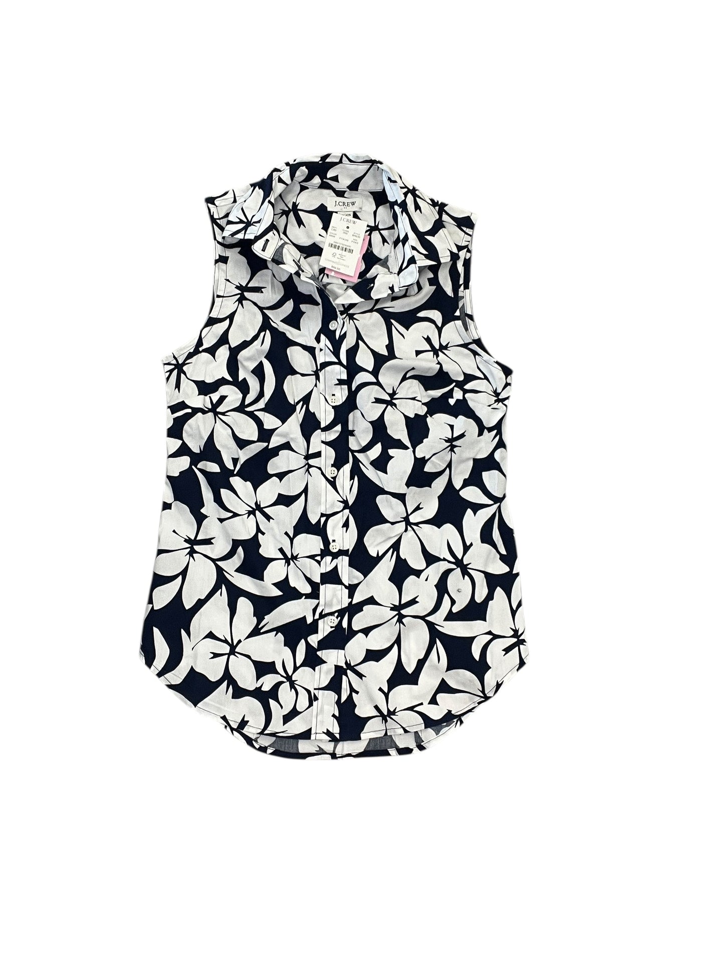 Blouse Sleeveless By J. Crew In Blue & White, Size:Xxsp