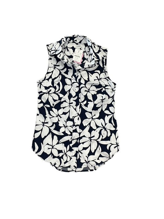 Blouse Sleeveless By J. Crew In Blue & White, Size:Xxsp