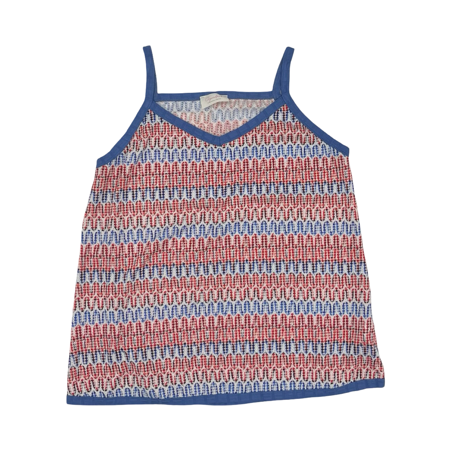 Blouse Sleeveless By Cmf In Blue Red & White, Size:1X