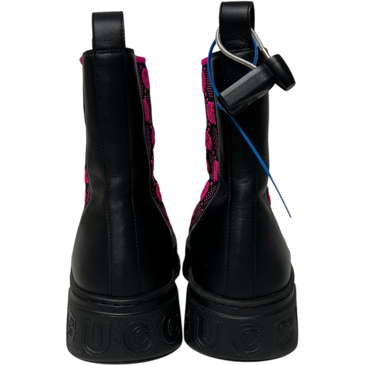 Boots Luxury Designer By Gucci In Black & Pink, Size: 9
