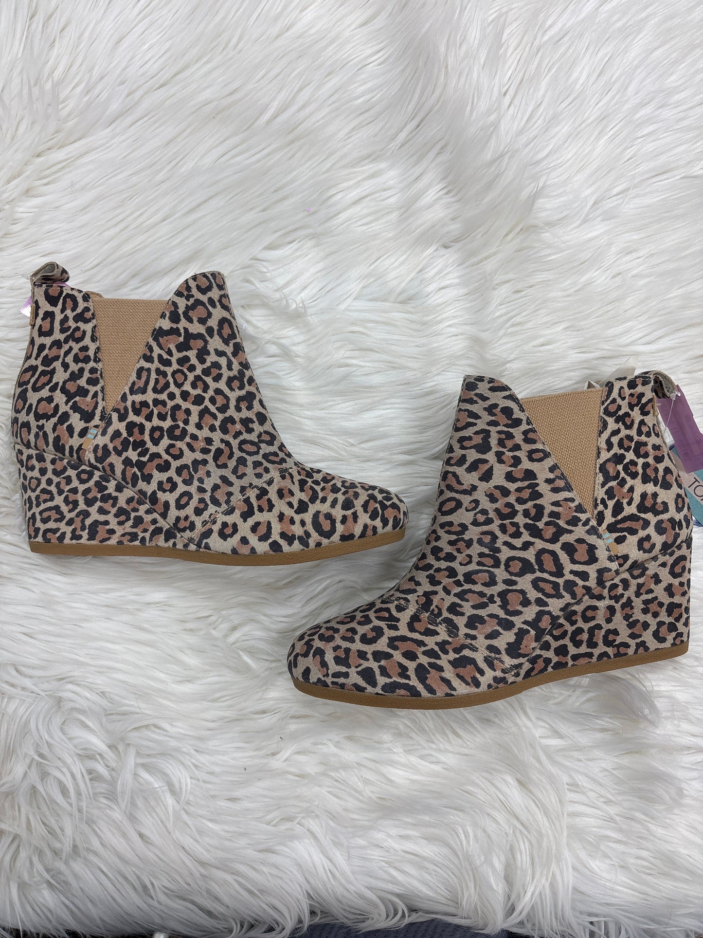 Boots Ankle Heels By Toms In Leopard Print, Size:11