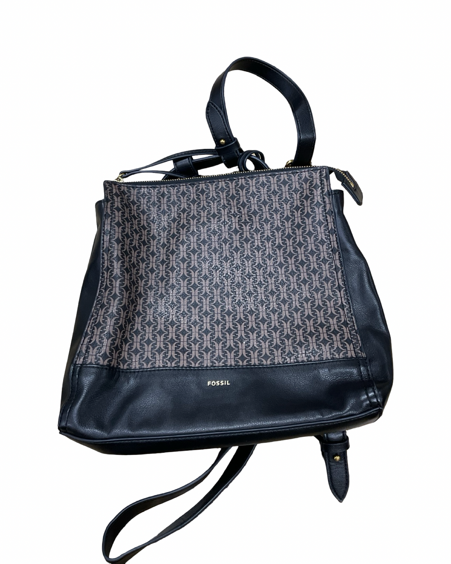 Handbag By Fossil In Black & Brown, Size:Medium