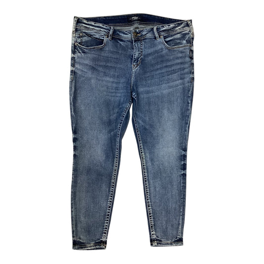 Jeans Skinny By Silver In Blue Denim, Size:18