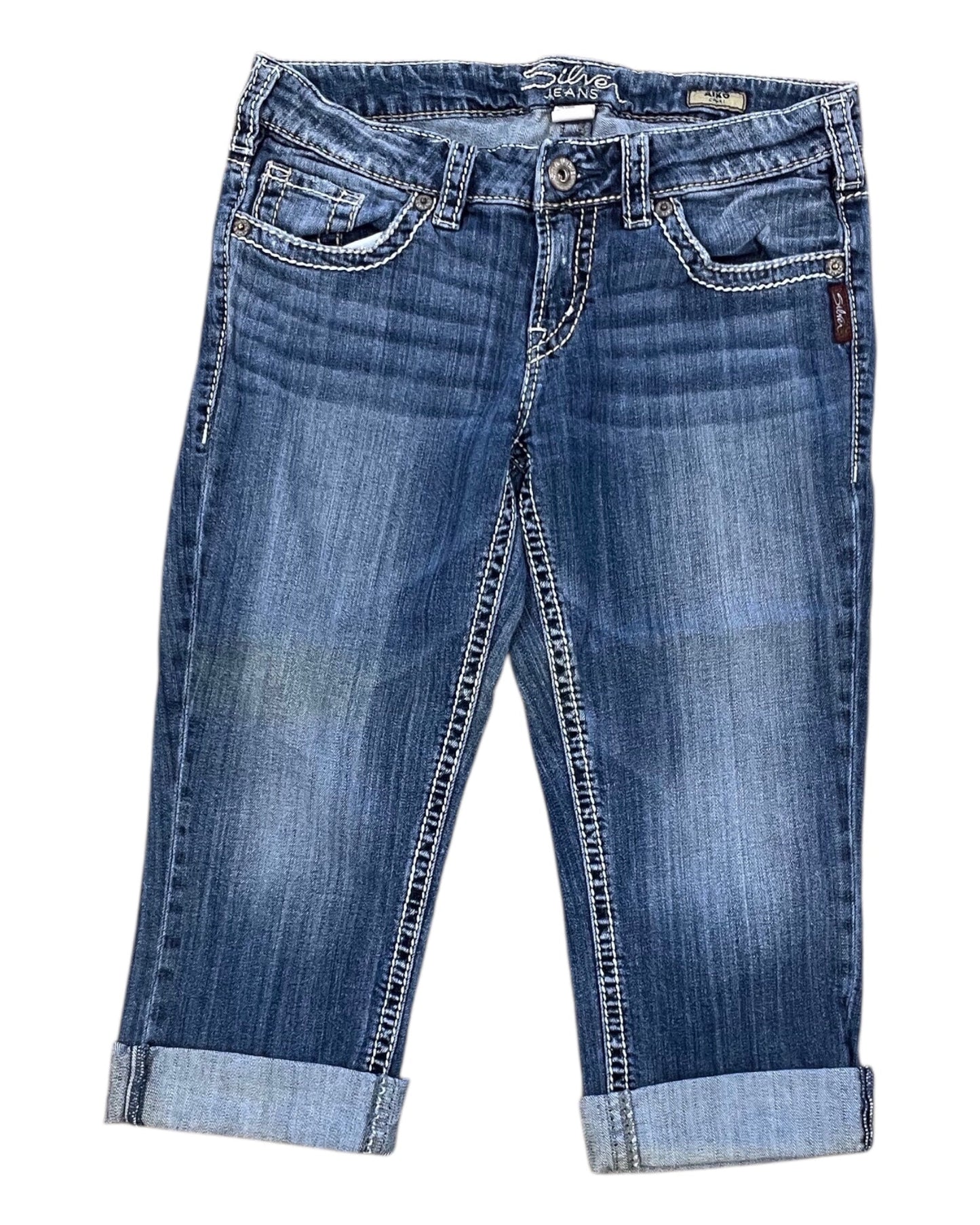 Jeans Cropped By Silver In Blue Denim, Size:8