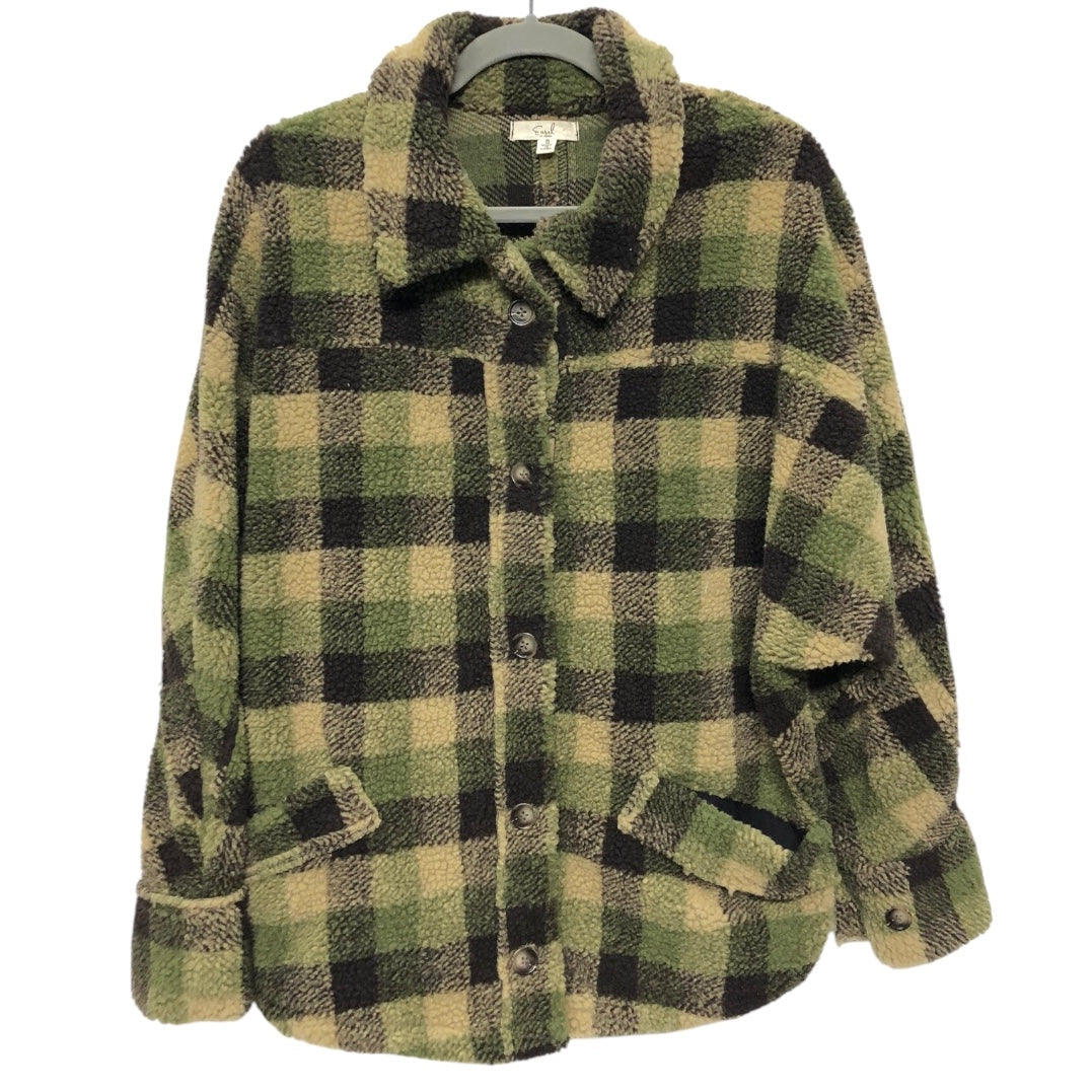 Jacket Fleece By Easel In Brown & Green, Size:S