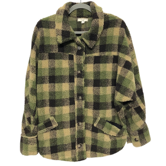 Jacket Fleece By Easel In Brown & Green, Size:S