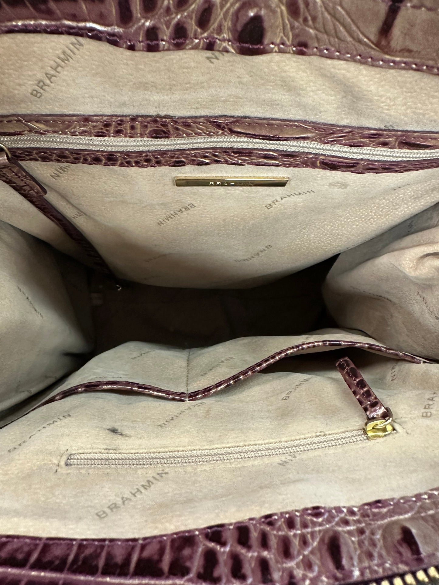 Handbag Designer By Brahmin In Gold & Purple, Size:Large