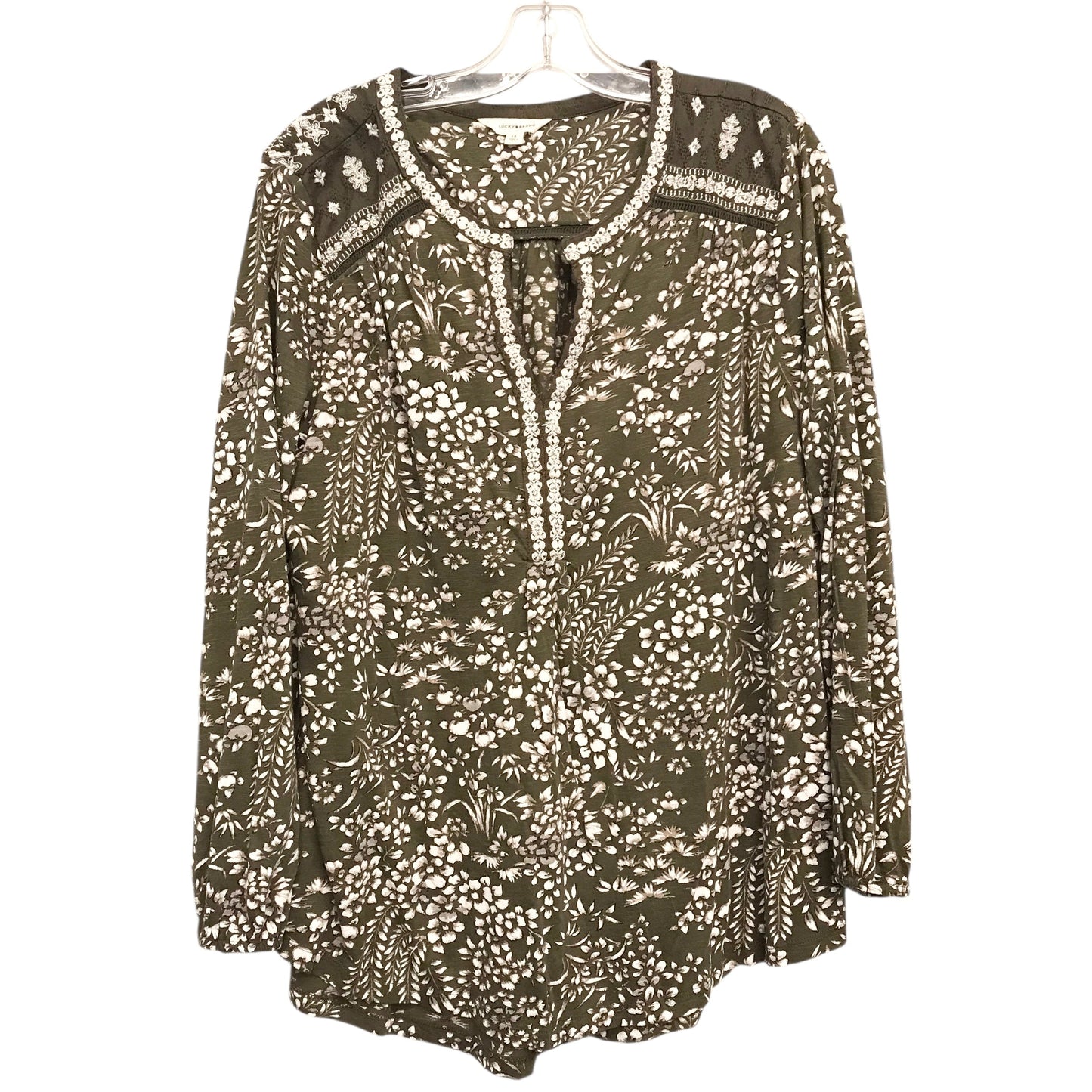 Top Ls By Lucky Brand In Green & White, Size:1X