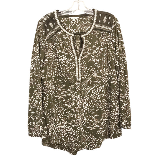 Top Ls By Lucky Brand In Green & White, Size:1X