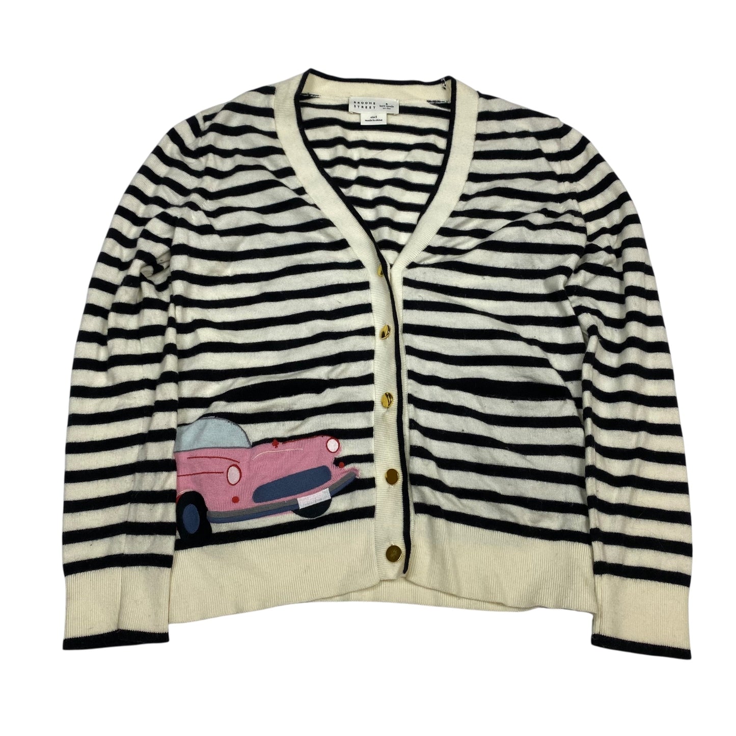 Cardigan Designer By Kate Spade In Black & Cream, Size:S