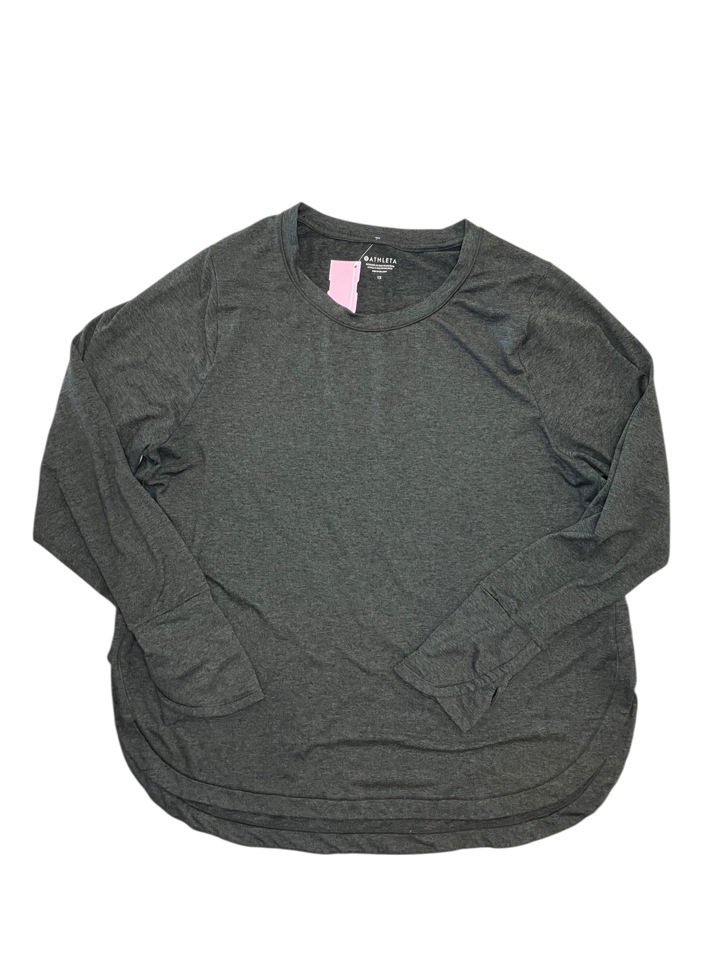 Athletic Top Ls Collar By Athleta In Grey, Size:1X